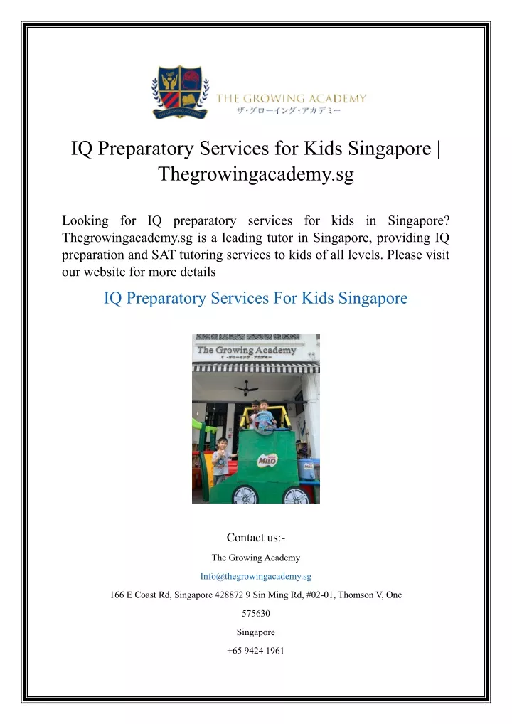 iq preparatory services for kids singapore