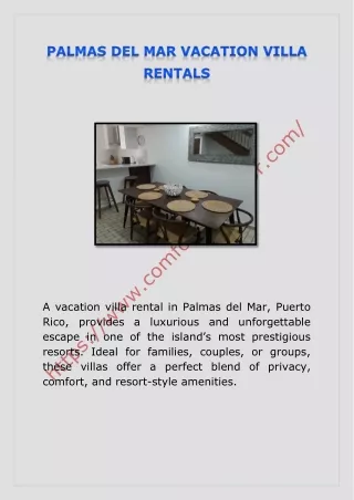 PALMAS DEL MAR VACATION VILLA RENTALS