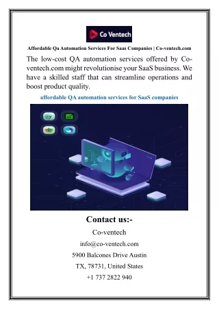 Affordable Qa Automation Services For Saas Companies  Co-ventech