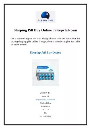 Sleeping Pill Buy Online  Sleepytab.com