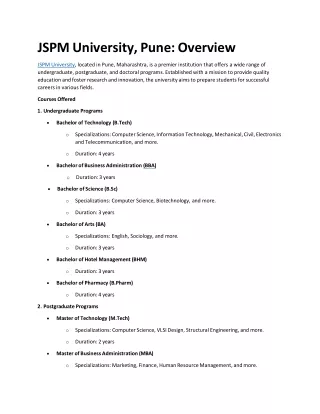 JSPM University