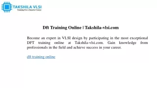 dft training online takshila vlsi com