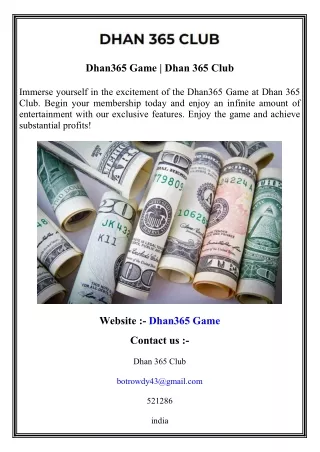 Dhan365 Game   Dhan 365 Club