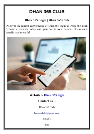 Dhan 365 Login   Dhan 365 Club