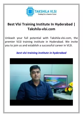 best vlsi training institute in hyderabad