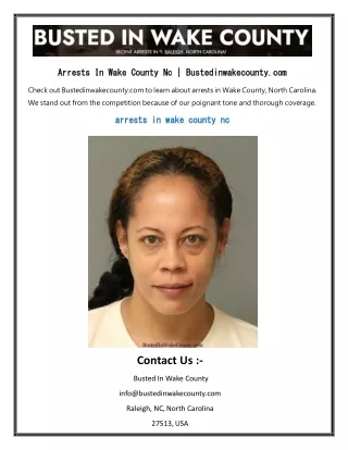 Arrests In Wake County Nc  Bustedinwakecounty.com