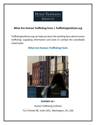 What Are Human Trafficking Facts  Traffickinginstitute.org