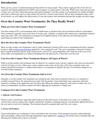 Over-the-Counter Wart Treatments: Do They Really Work?