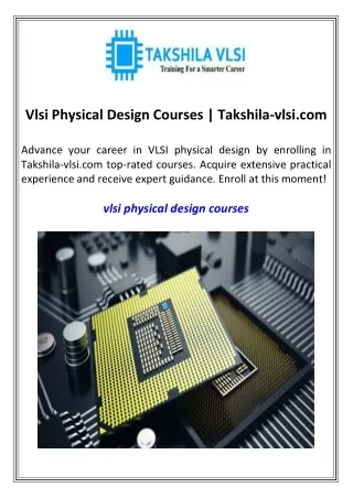 vlsi physical design courses takshila vlsi com