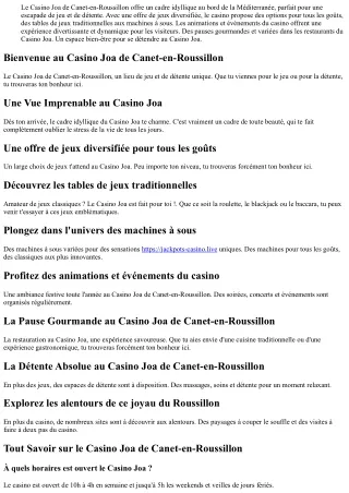 Profitez d'une expérience unique au Casino Joa de Canet-en-Roussillon