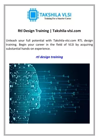 rtl design training takshila vlsi com