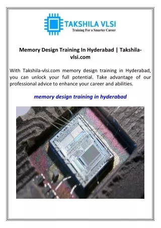 memory design training in hyderabad takshila vlsi