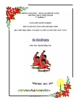 Rèn luyện kỹ năng nói cho HS qua tiết Đọc hiểu văn bản và luyện nói - Ngữ văn 9