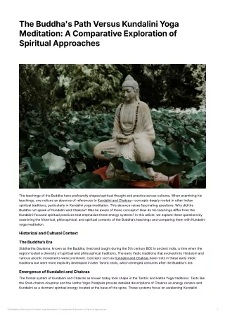 The Buddha's Path Versus Kundalini Yoga Meditation