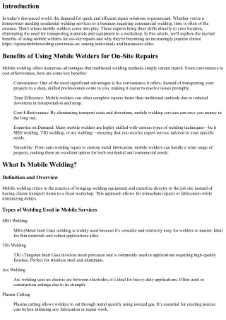 “Benefits of Using Mobile Welders for On-Site Repairs”