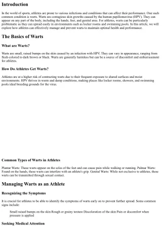 Warts and Athletes: How to Manage and Prevent Infections
