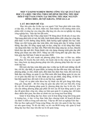 Kinh nghiệm trong quản lý dạy học của hiệu trưởng theo mô hình mới ở VN (VNEN)