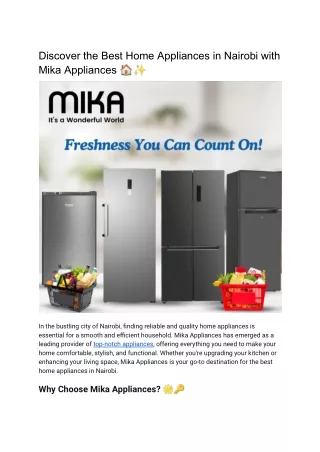 Discover the Best Home Appliances in Nairobi with Mika Appliances