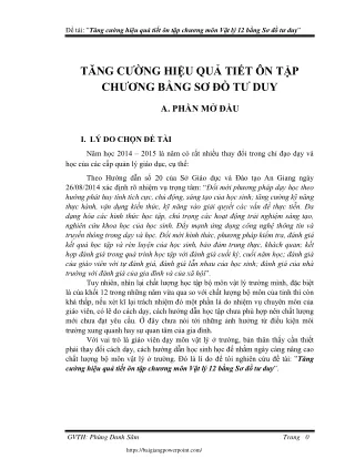 Tăng cường hiệu quả tiết ôn tập chương môn Vật lý 12 bằng Sơ đồ tư duy