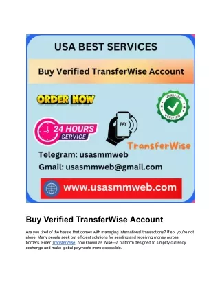 Buy Verified TransferWise Account 100% The Safest Way to Pay!