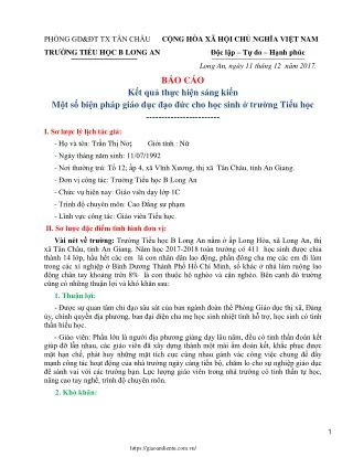 Một số biện pháp giáo dục đạo đức cho học sinh ở trường Tiểu học