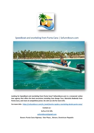 Speedboat and snorkeling from Punta Cana | Sofunrdtours.com