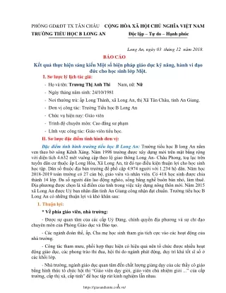 Một số biện pháp giáo dục kỹ năng, hành vi đạo đức cho học sinh Lớp Một