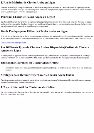 Découvrez le Clavier Arabe en Ligne : Facilité et Rapidité