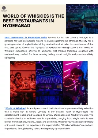 Find the Best Restaurants in Hyderabad - World of wiskies