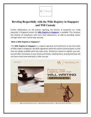 Reveling Respectfully with the Wills Registry in Singapore and Will Custody