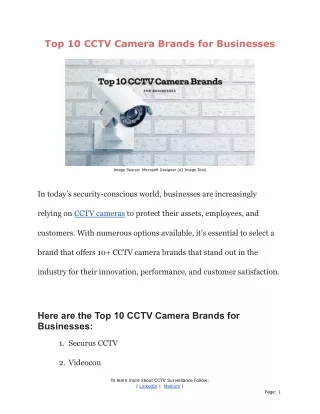 Top 10 CCTV Camera Brands for Businesses