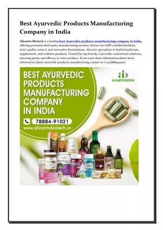 Best Ayurvedic Products Manufacturing Company in India