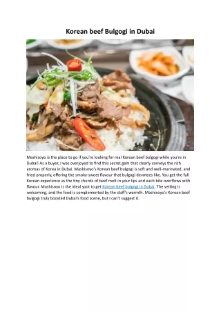 Korean beef Bulgogi in Dubai
