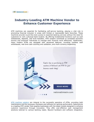 industry leading atm machine vendor to enhance