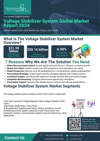 Voltage Stabilizer System Market Report 2024 - Size and Analysis