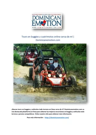 Tours en buggies y cuatrimotos online cerca de mí | Dominicanemotion.com