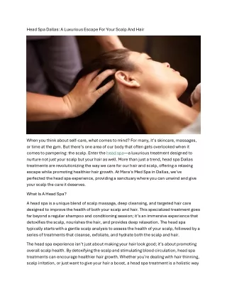 Head Spa Dallas A Luxurious Escape For Your Scalp And Hair