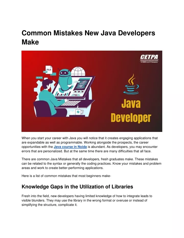 common mistakes new java developers make