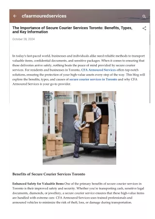 The Importance of Secure Courier Services Toronto: Benefits, Types, and Key Info