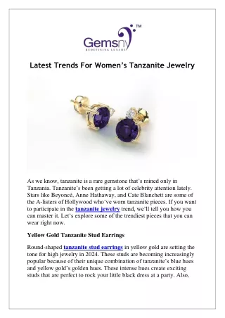 Latest Trends For Women’s Tanzanite Jewelry