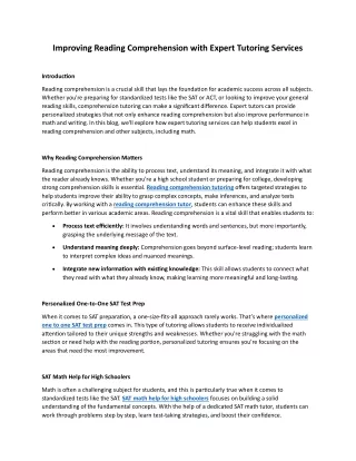 improving reading comprehension with expert