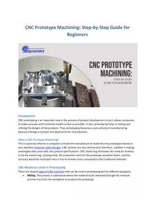 CNC Prototype Machining A Comprehensive Guide