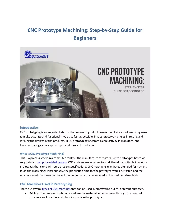 cnc prototype machining step by step guide