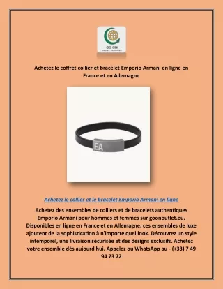 Achetez le coffret collier et bracelet Emporio Armani en ligne en France et en Allemagne