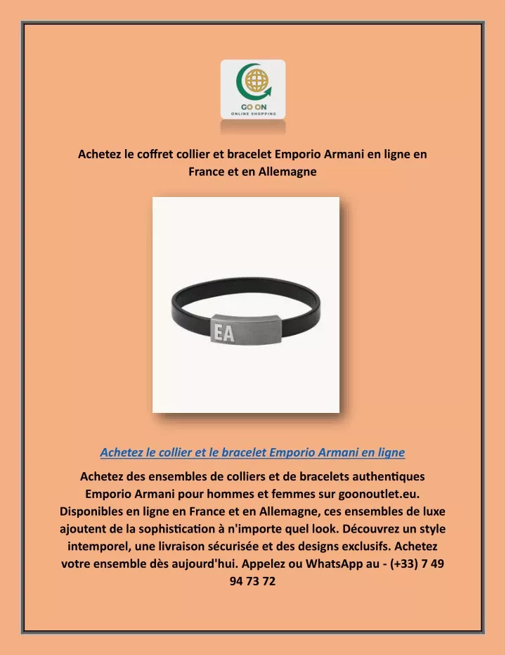 achetez le coffret collier et bracelet emporio