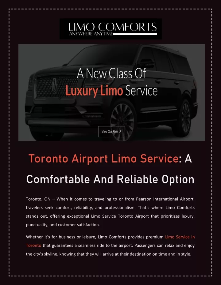 toronto airport limo service a