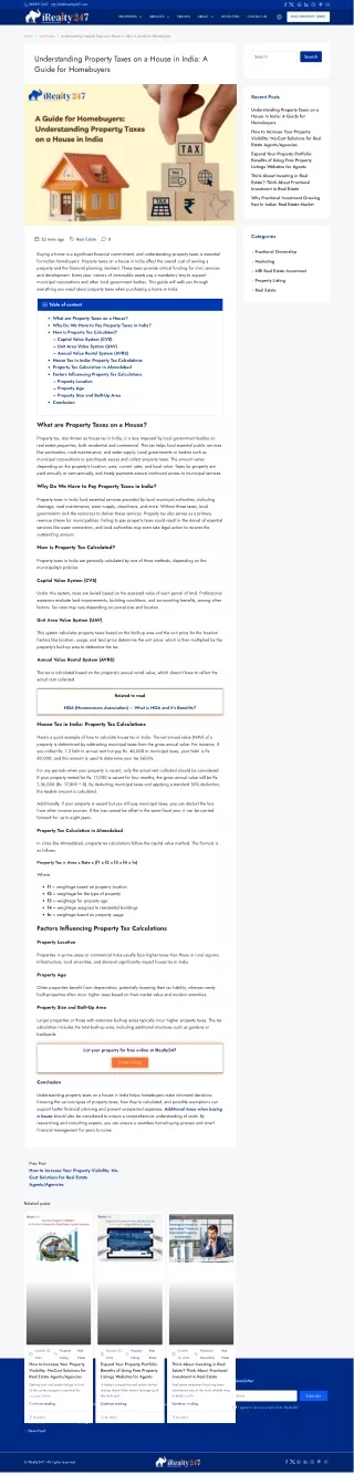 Guide to Understanding Property Taxes on a House in India