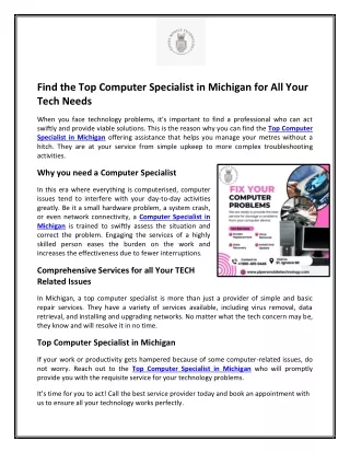 Find the Top Computer Specialist in Michigan for All Your Tech Needs