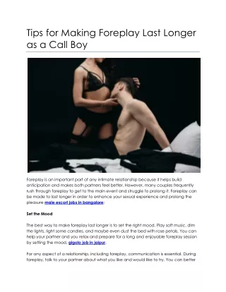 Tips for Making Foreplay Last Longer as a Call Boy