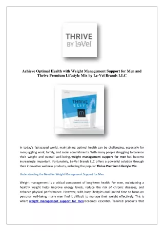 Weight Management Support For Men | THRIVE by Le-Vel